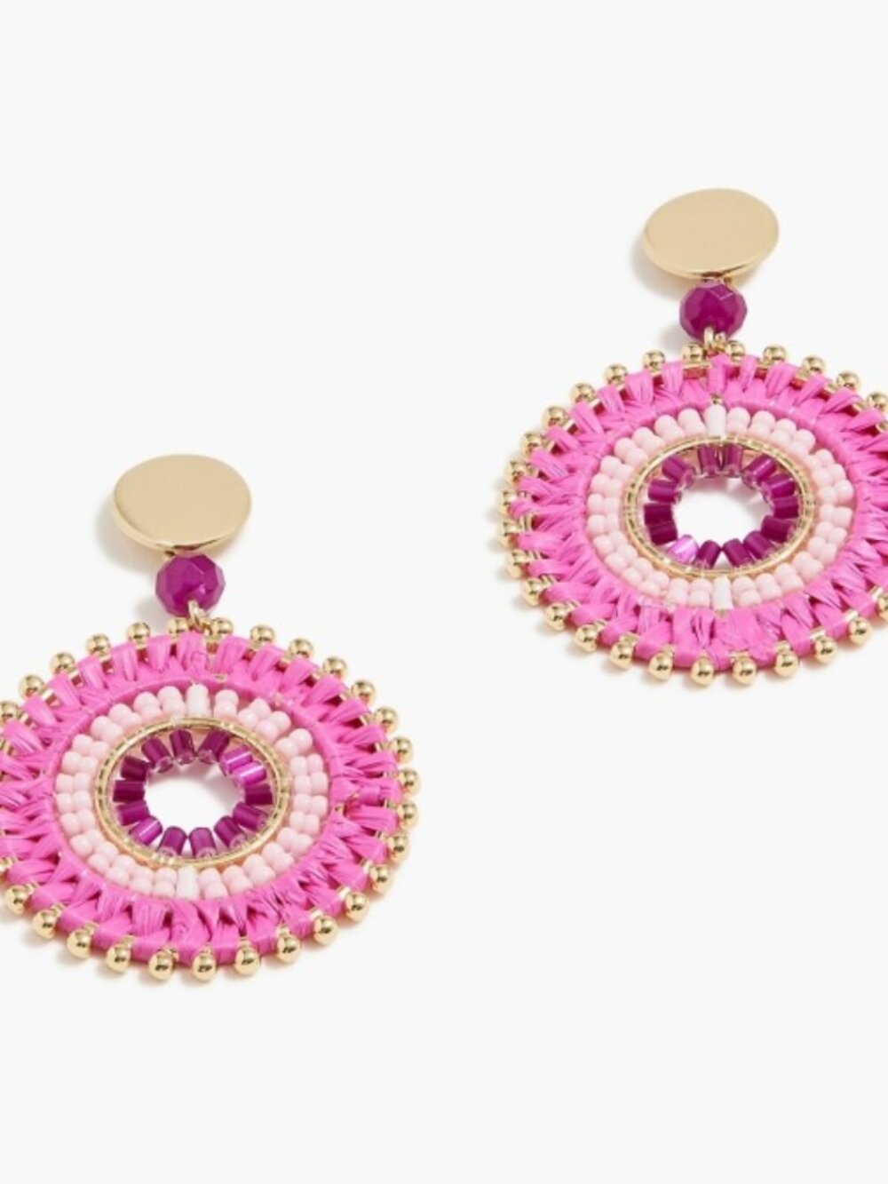 J.Crew Factory Pink Gold Beaded Medallion Earrings